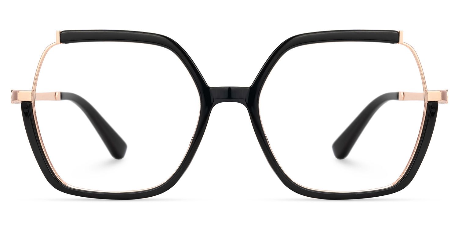 Alexia Mixed-Materials Square Black Frame Glasses | Zeelool1