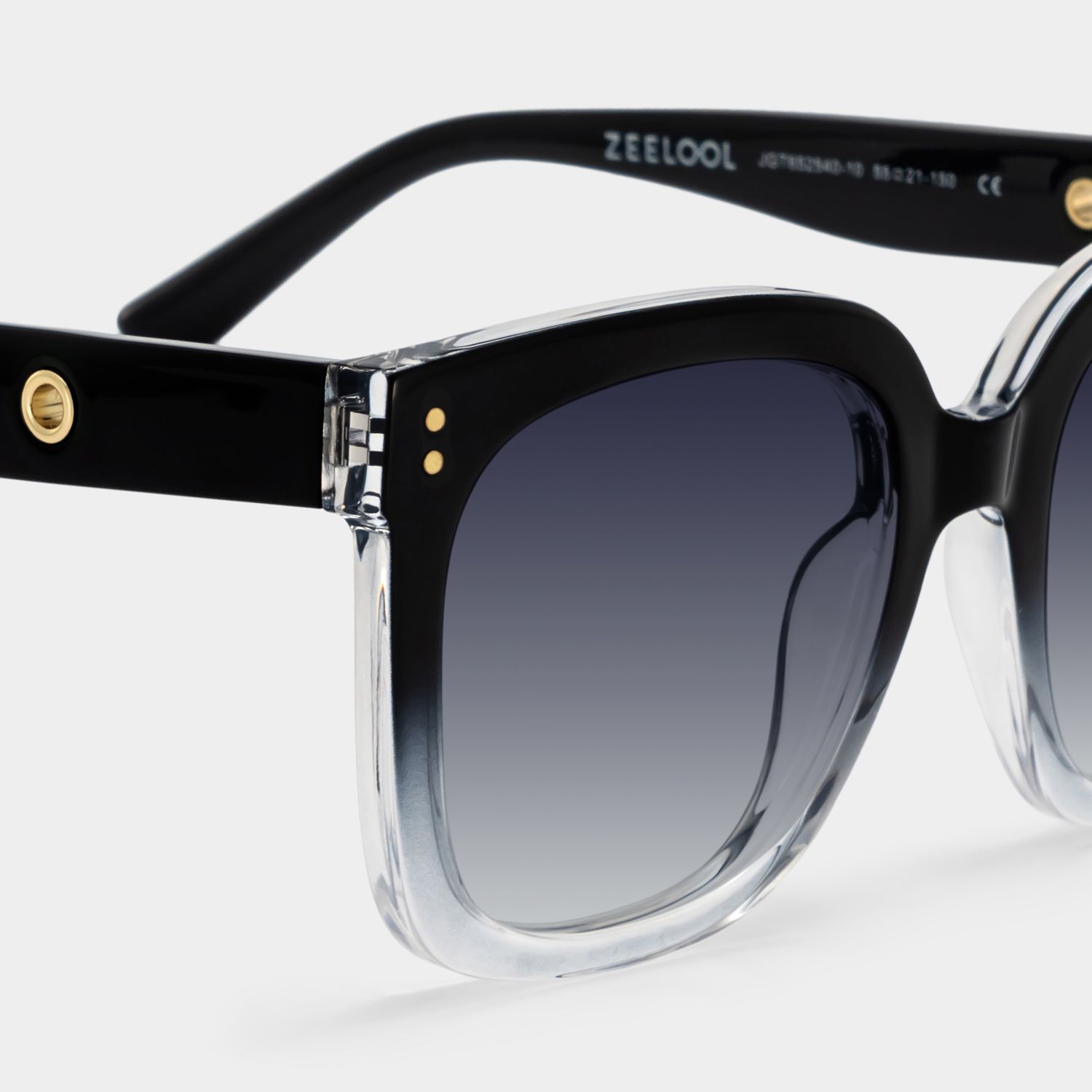 Ebony Square Style Black Clear Frame Sunglasses | ZEELOOL4