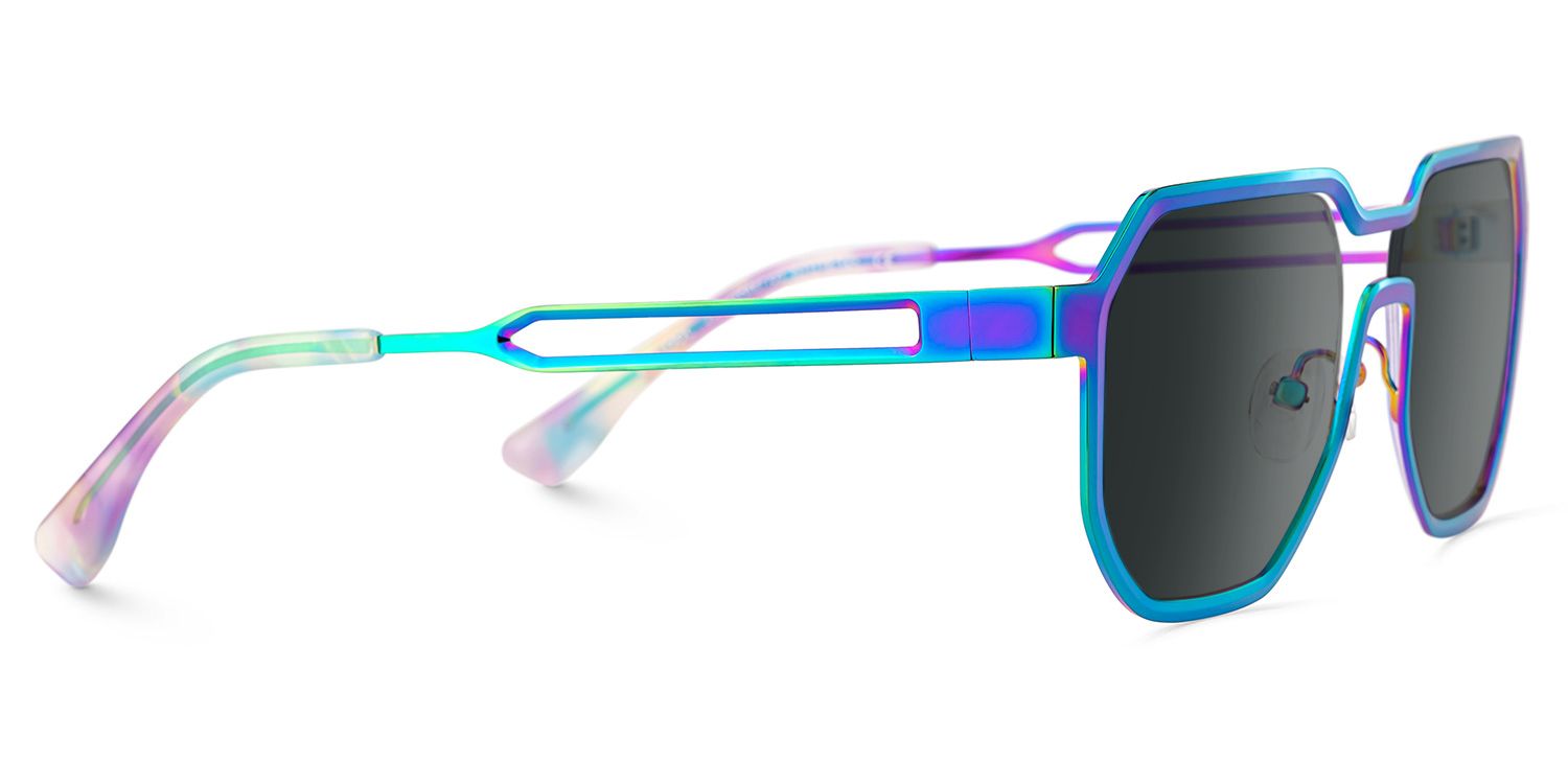 Hype Metal Iridescent Frame Sunglasses | ZEELOOL4
