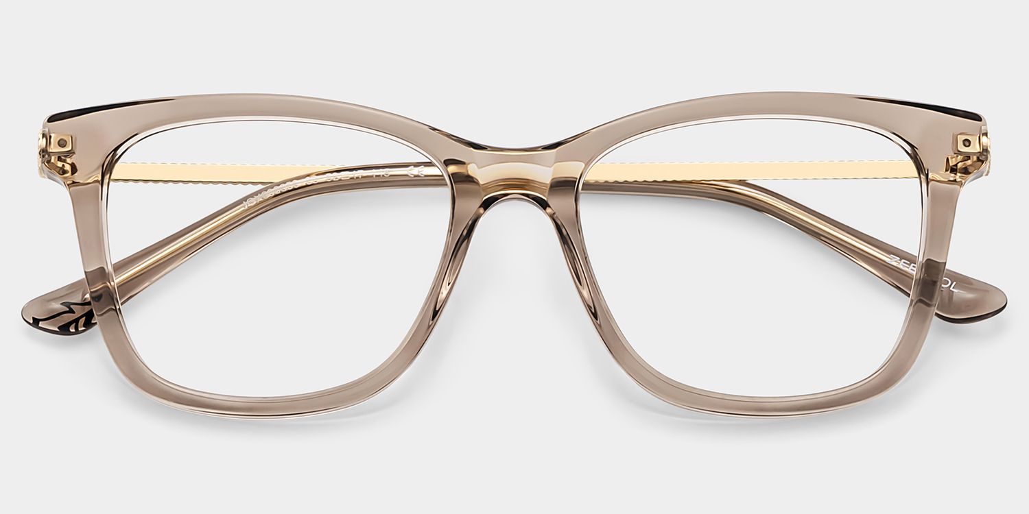 Vibert Brown Rectangle Mixed Frame Glasses for Women | ZEELOOL2