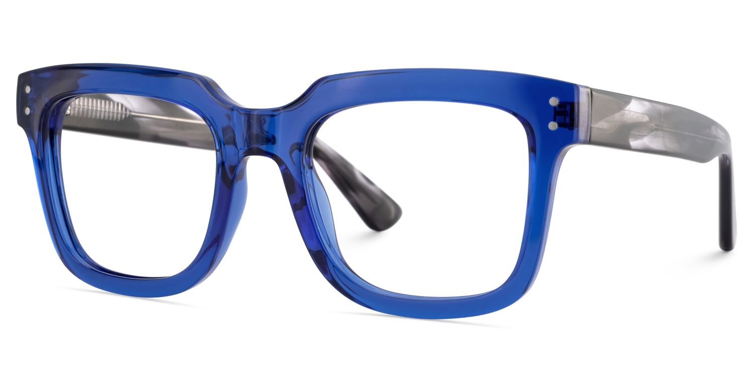 Square Spectacles For Men In Blue Color4