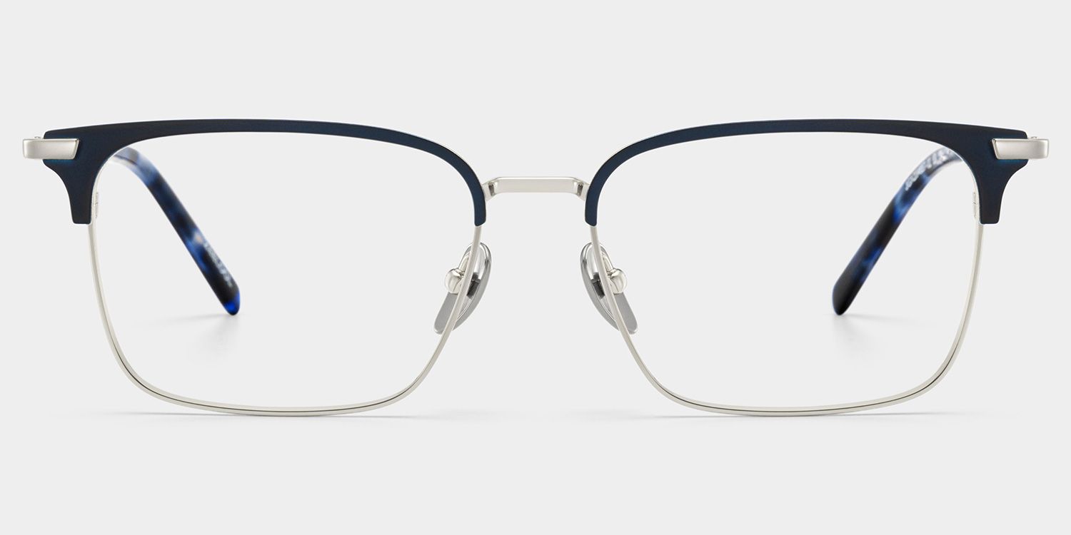 Maxwell Blue Browline Glasses Frames in Titanium for Men | ZEELOOL0