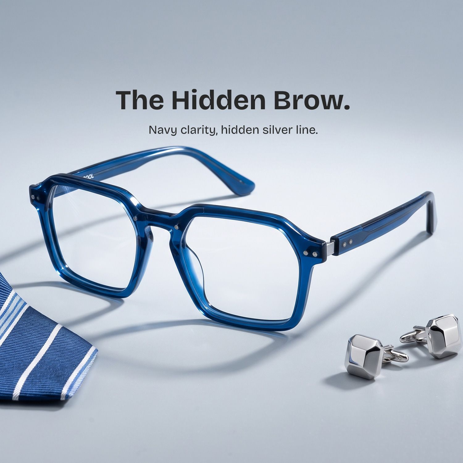 Brendan Blue Geometric Frame Glasses for Men | ZEELOOL0