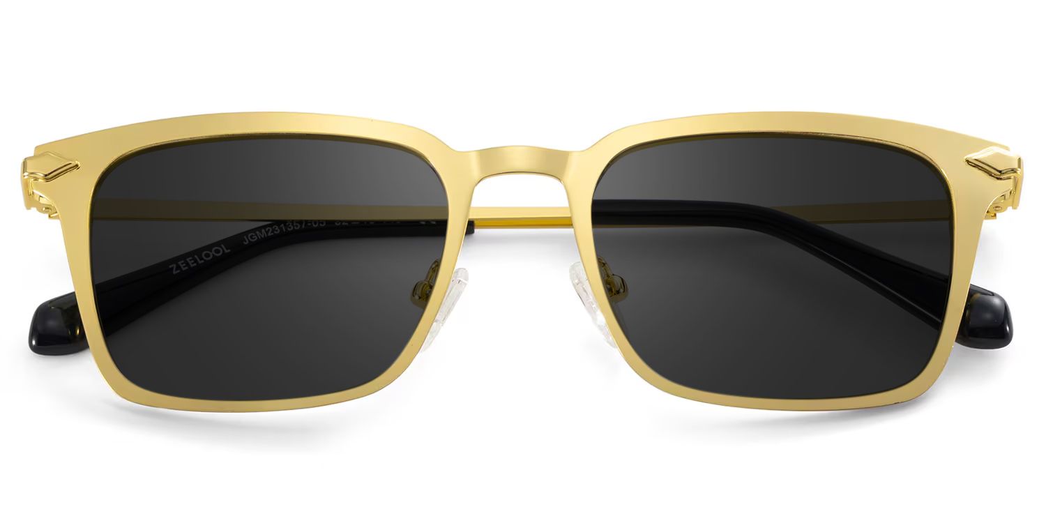 Chaney Rectangle Gold Prescription Sunglasses | ZEELOOL1