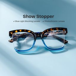 Cadogan Blue Tortoise Square Glasses0