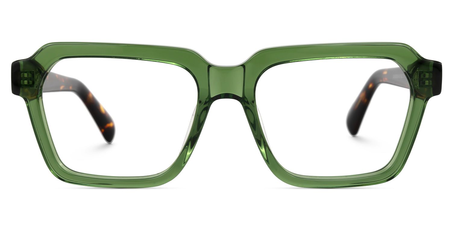 Richard Rectangle Green Eyeglasses and Tortoise Temples1