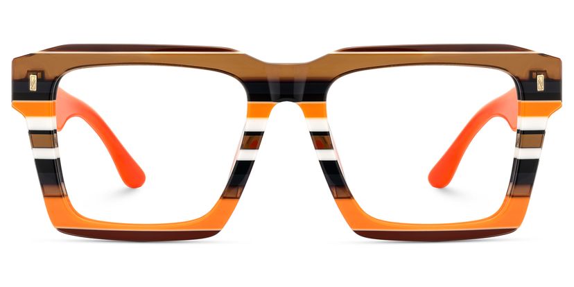 Kenish Orange Brown Square Glasses