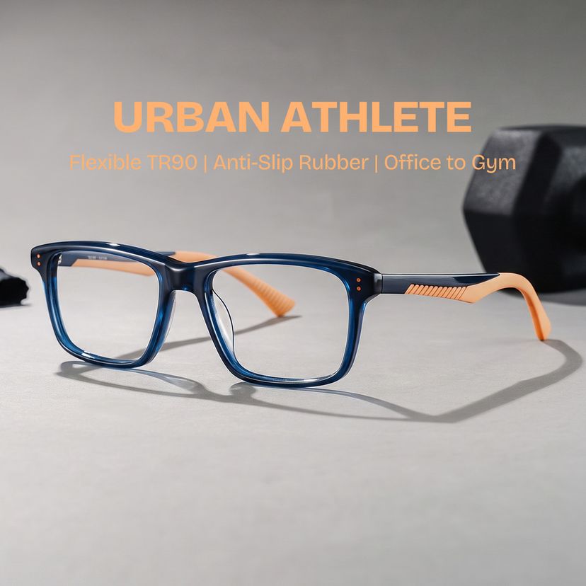 Bastian Blue Rectangle Glasses