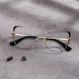 Tessa Black Gold Cat eye Glasses0