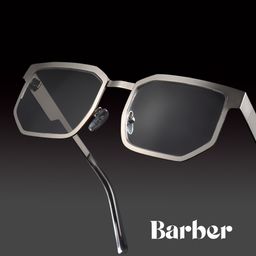 Barber Silver Rectangle Glasses0
