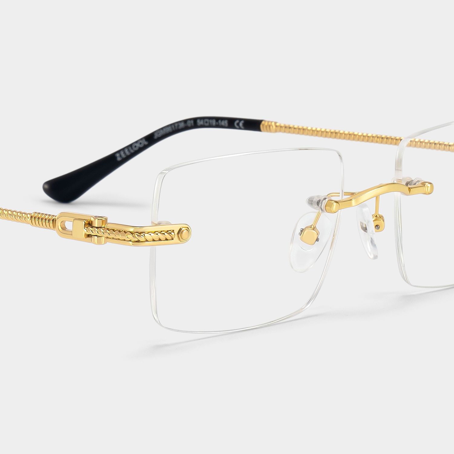 Gold Rimless Eyeglasses Frames With Adjustable Nose Pads | ZEELOOL4