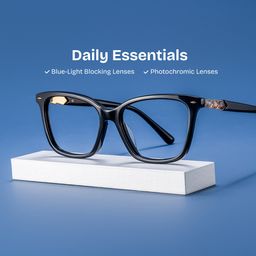 Theo Black Rectangle Glasses0
