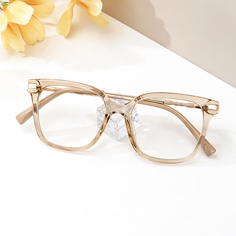 Jacqui Beige Rectangle Glasses