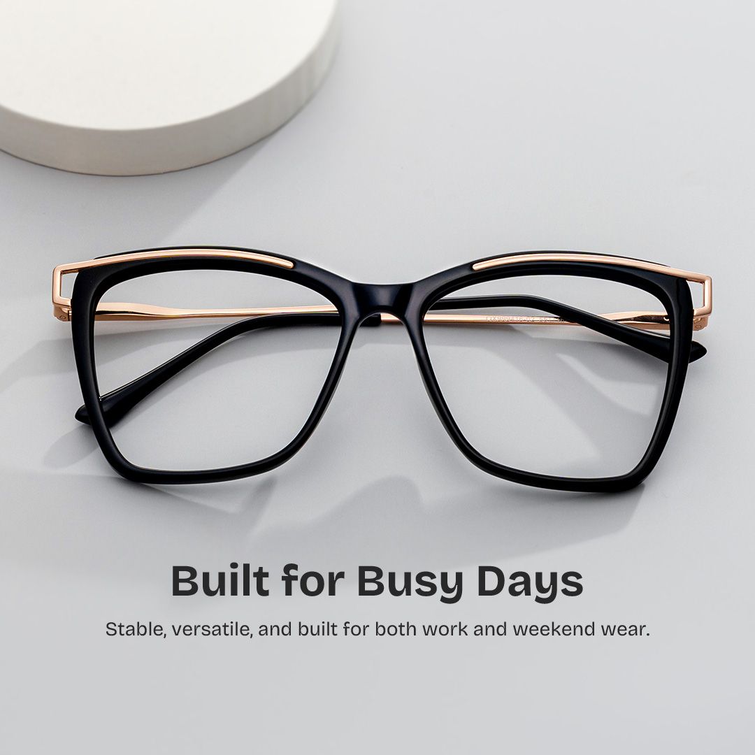 Krystle Square Black Eyeglass Frames for Busy Days | ZEELOOL0