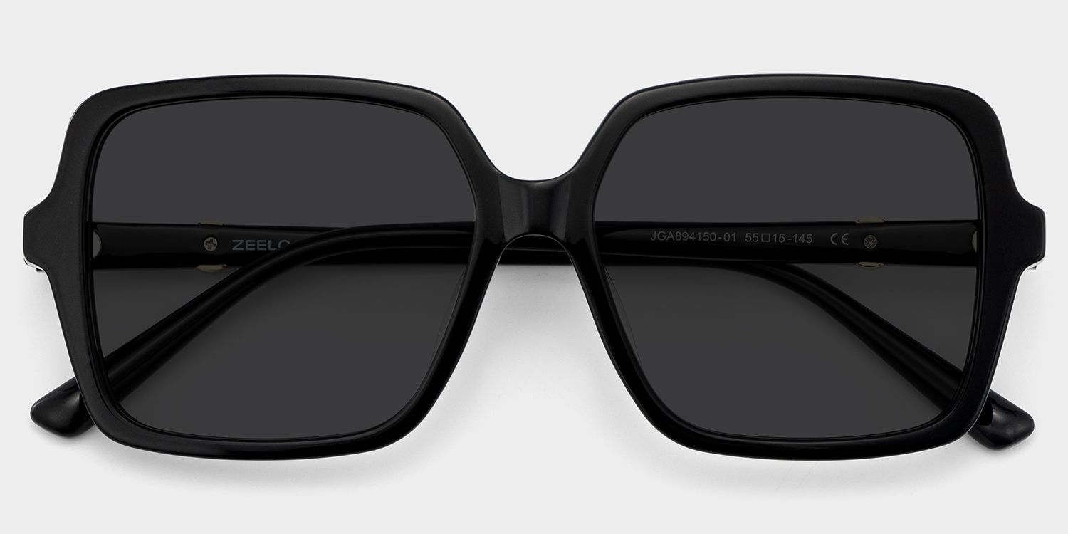 Elena Black Square Polarized Sunglasses for Driving | ZEELOOL1