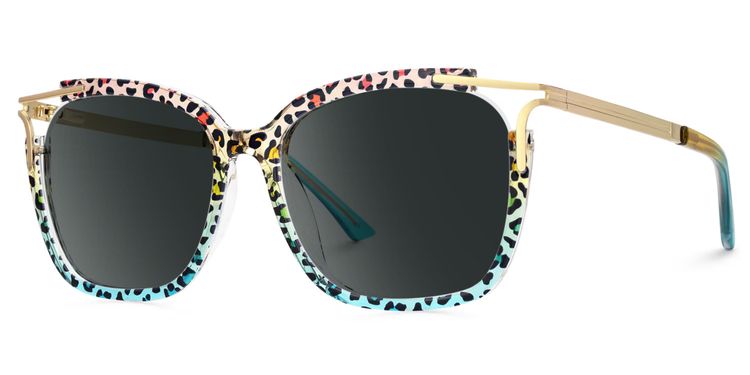 Sidibe Blue Leopard Square Sunglasses