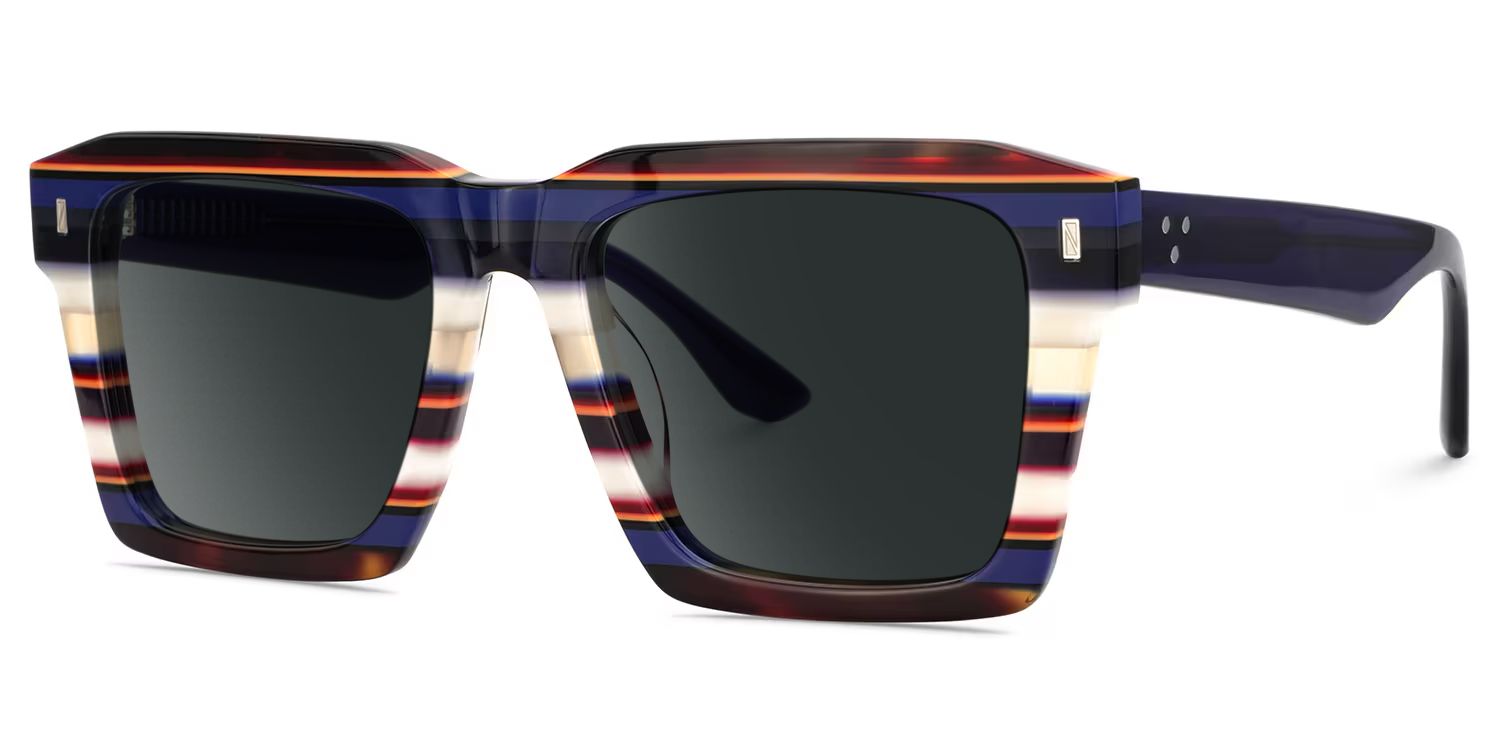 Kenish Square Blue White Sunglasses for Women & Men | ZEELOOL2