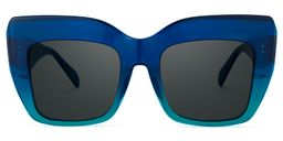 Charmaine Blue-Green Square Sunglasses0