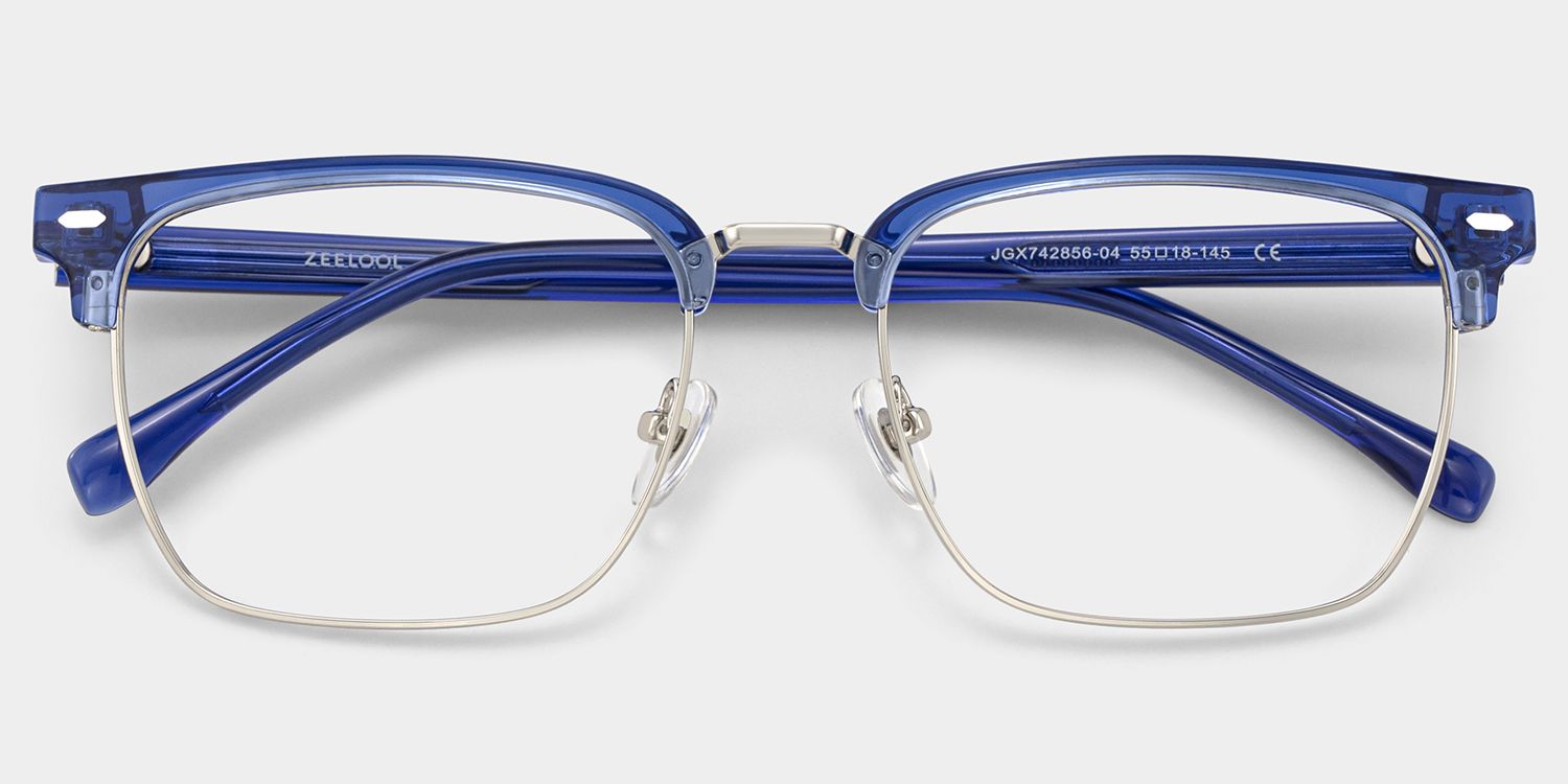 Braidsby Blue Browline Mixed Frame Glasses for Men | ZEELOOL2