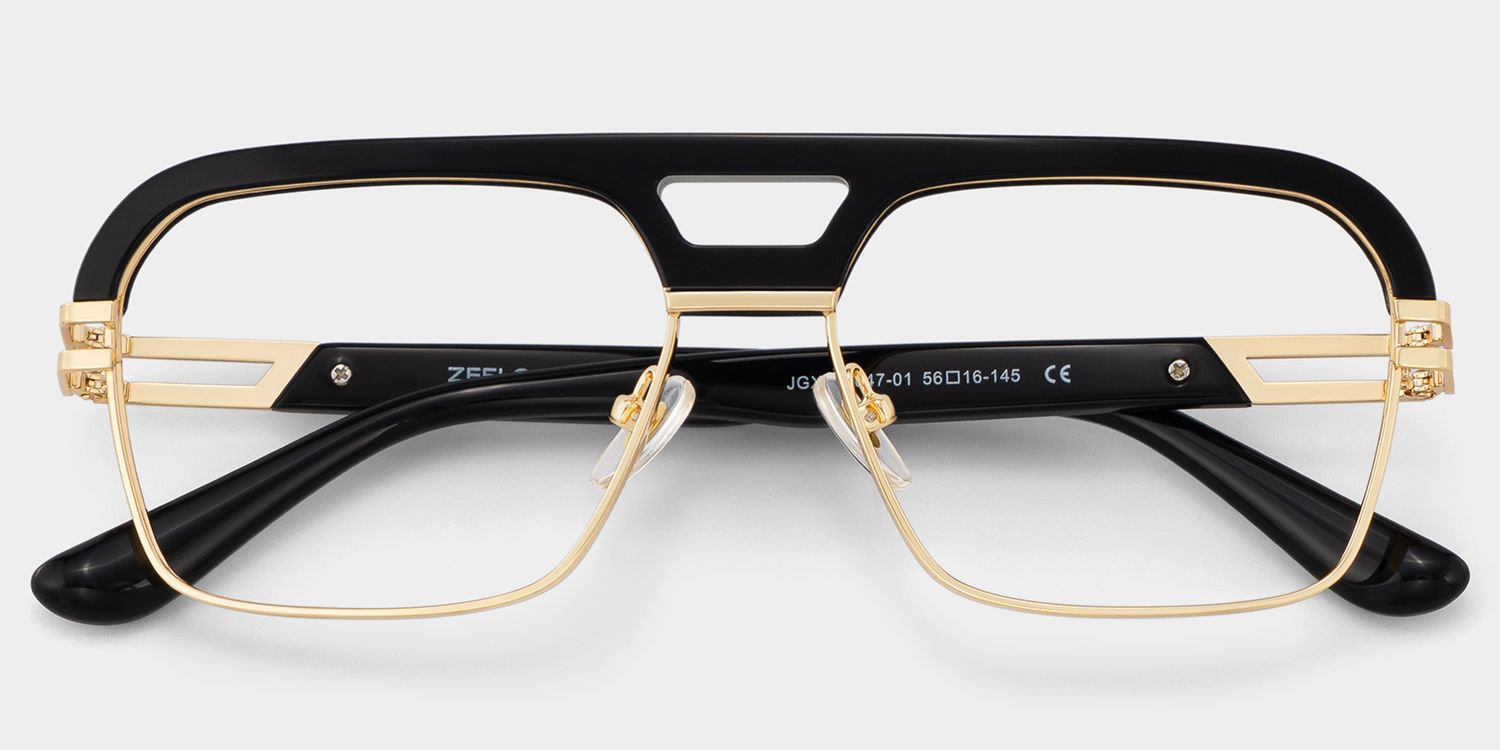Griff Black and Gold Aviator Glasses for Men | ZEELOOL2
