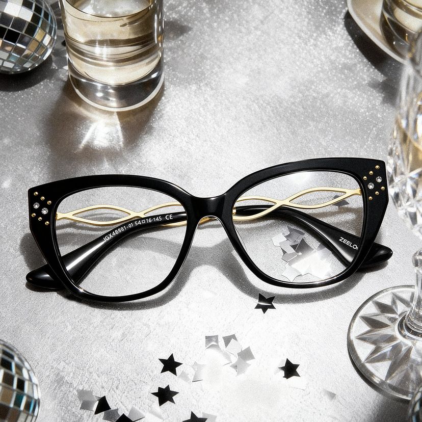 Alma Black Butterfly Glasses