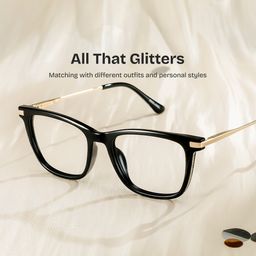 Selena Black Rectangle Glasses0