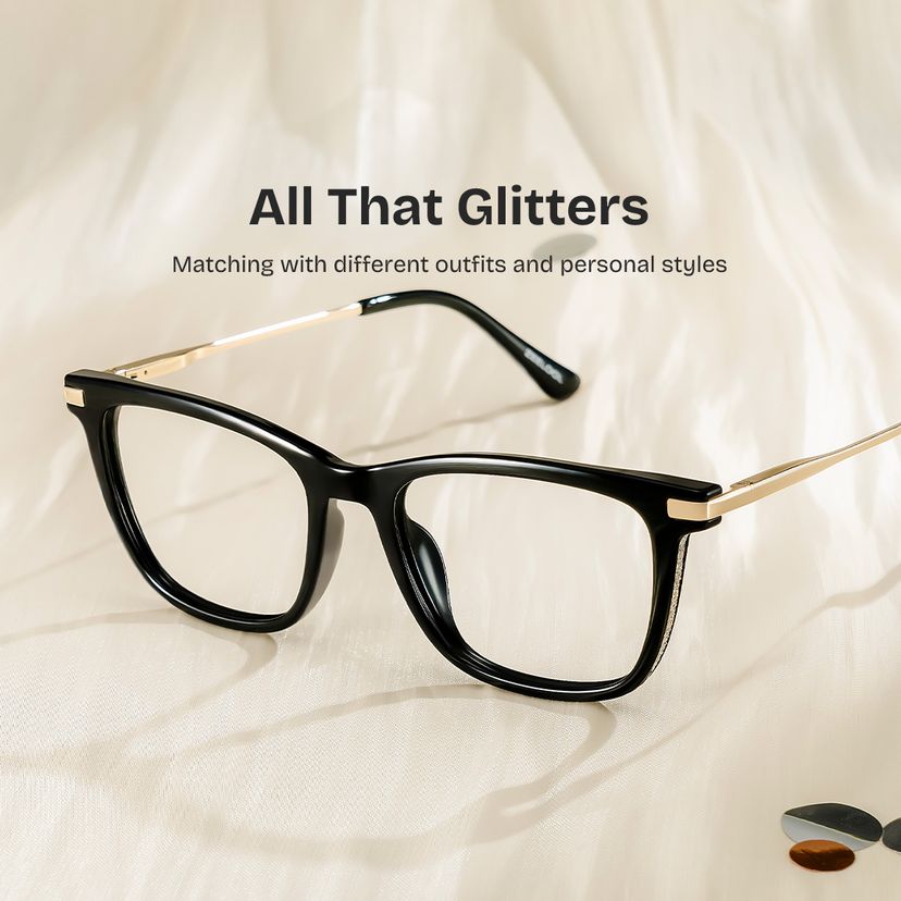Selena Black Rectangle Glasses