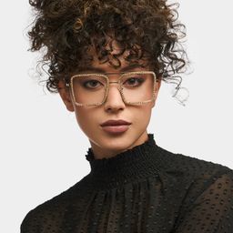 Diva Gold Square Glasses0