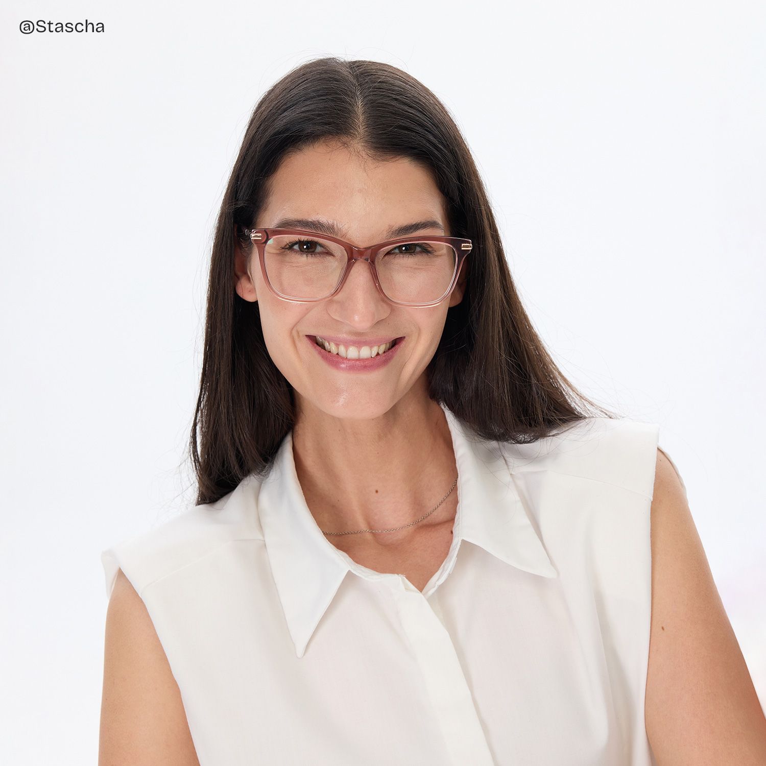Eliot Clear Pink Rectangle Mixed Frame Glasses for Women | ZEELOOL6