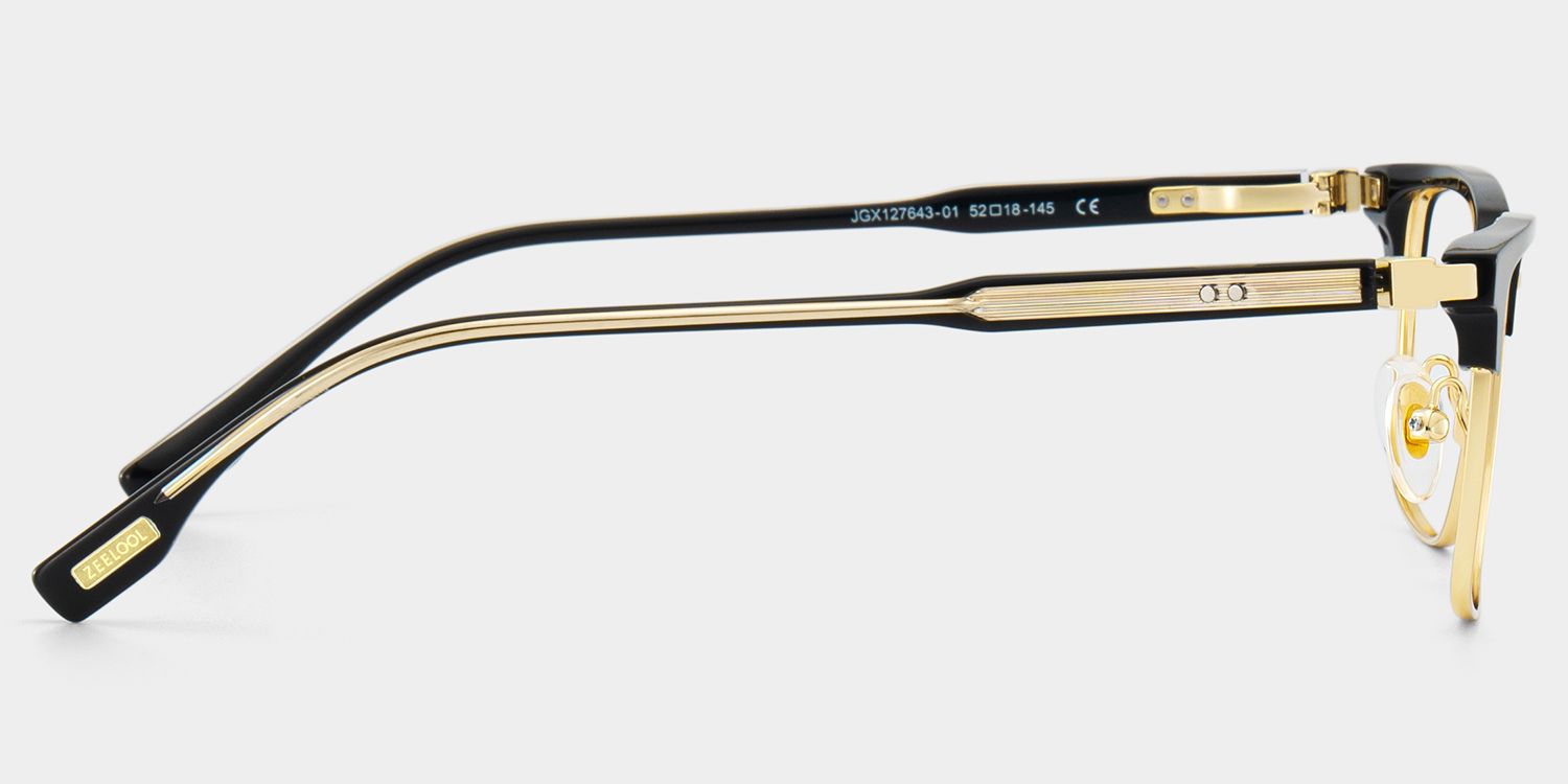 Audrey Black Eyeglasses with Gold Trim in Browline Shape | ZEELOOL4