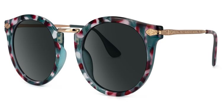 Quentina Blue Round Sunglasses