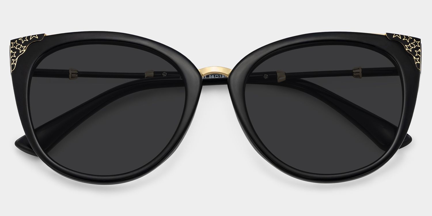 Dalton Cat Eye Black Prescription Sunglasses | ZEELOOL1