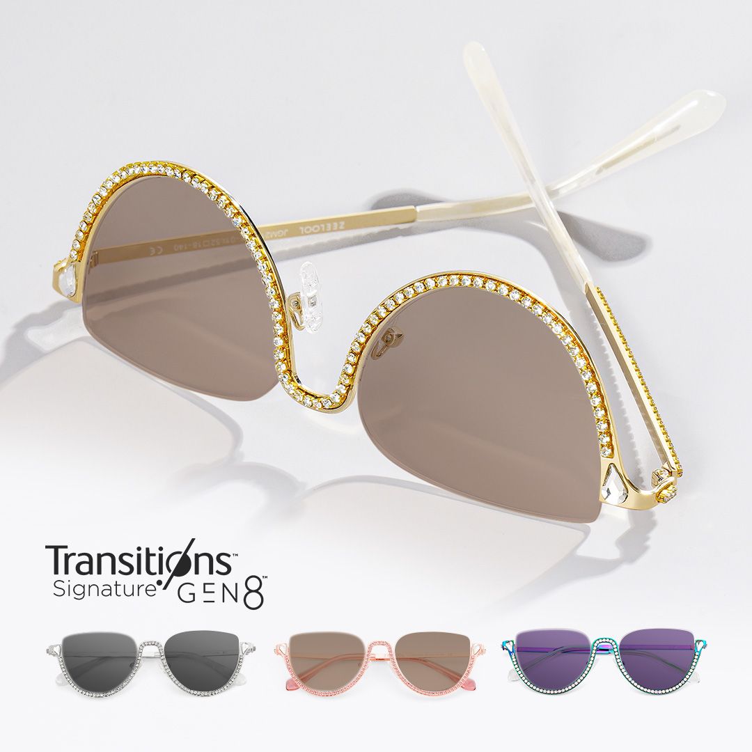 Sparkle Gold Cat Eye Gillter Glasses for Women | ZEELOOL1