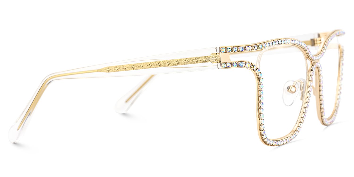 Shine Square Gold Metal Frame Glasses for Women | ZEELOOL4