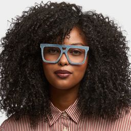 Rubin Denim Blue Square Glasses0
