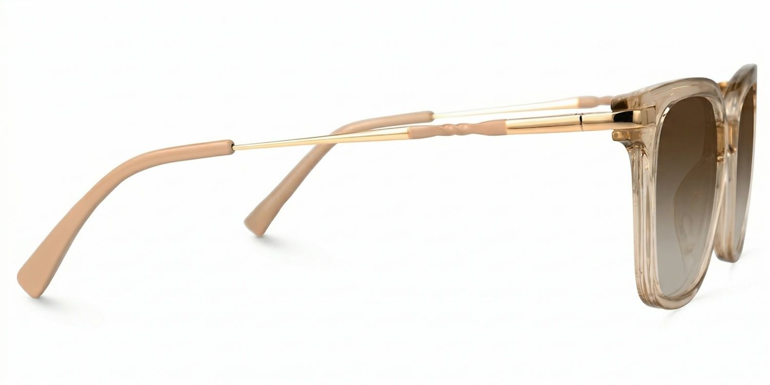 Jacqui Rectangle Style Beige Frame Sunglasses | ZEELOOL2