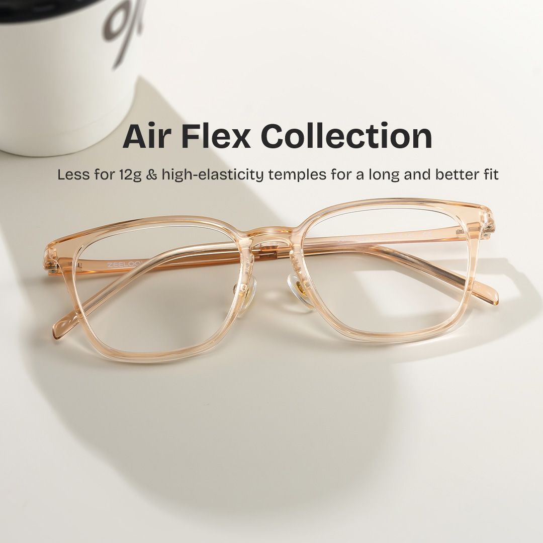 Lily Rectangular Round Glasses in Light Yellow Frame | ZEELOOL0