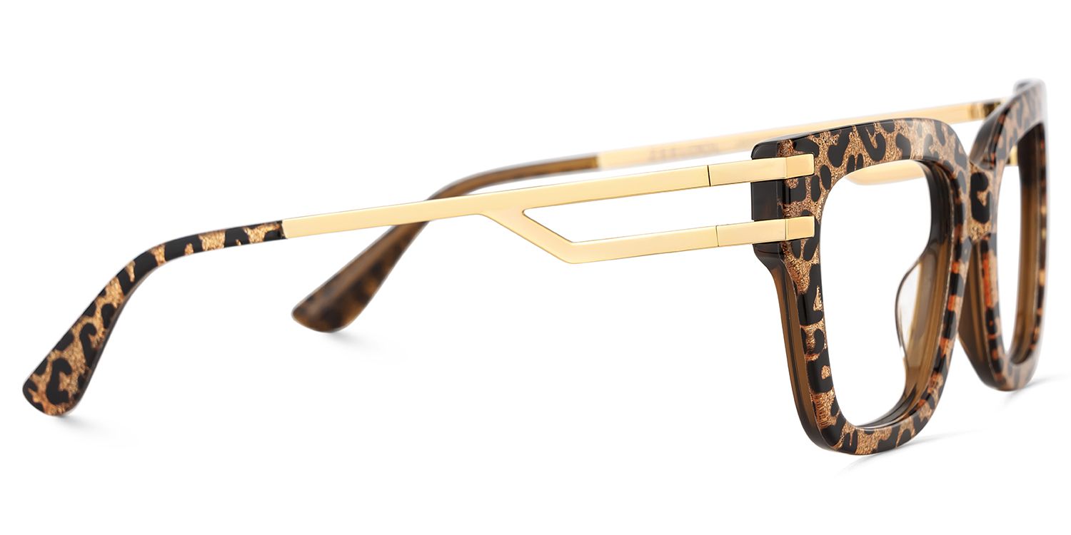 Square Cat-Eye Glasses With Brown Leopard Pattern5