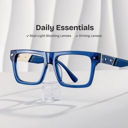 Trent Blue Rectangle Glasses0