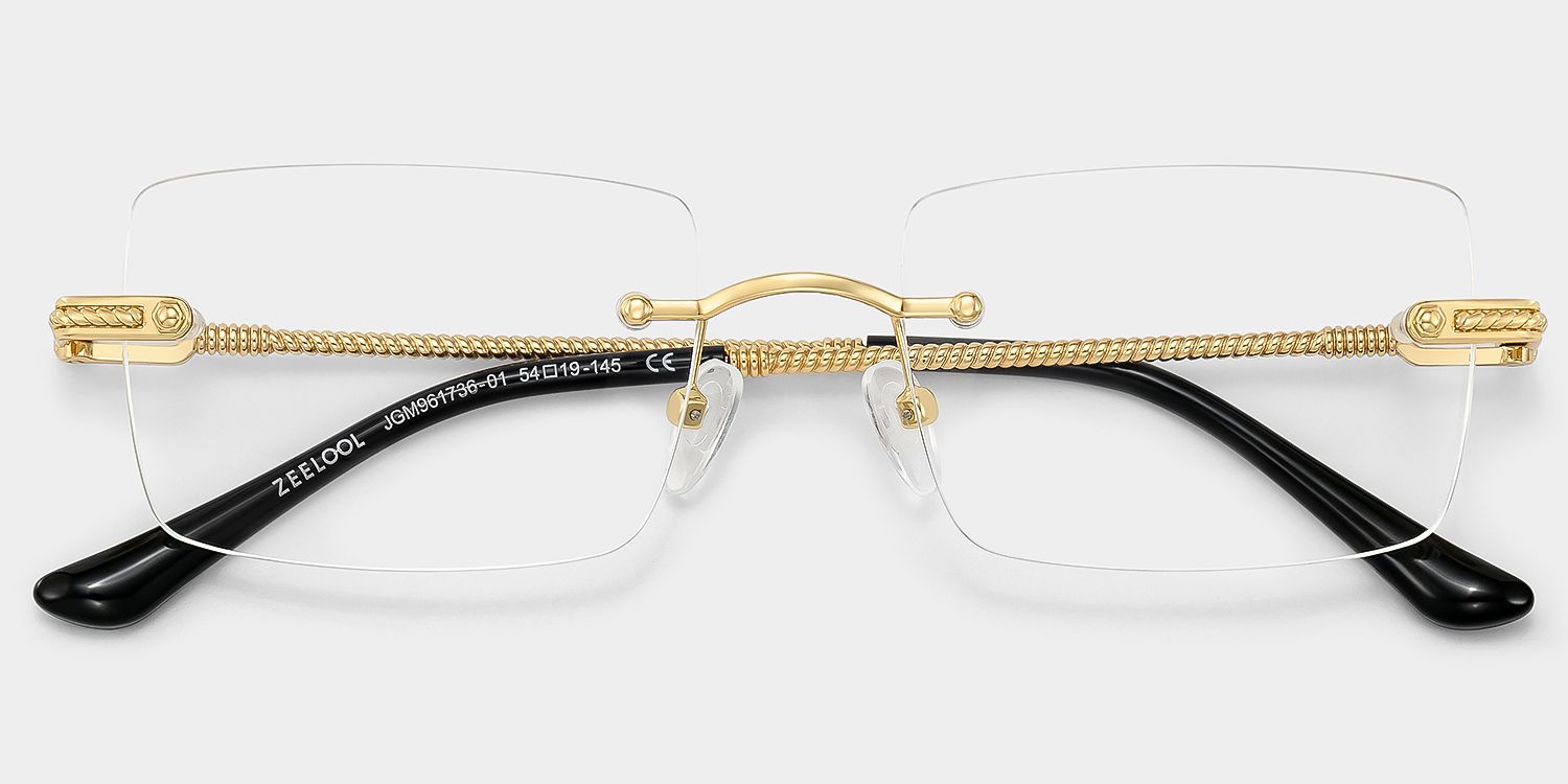 Gold Rimless Eyeglasses Frames With Adjustable Nose Pads | ZEELOOL1