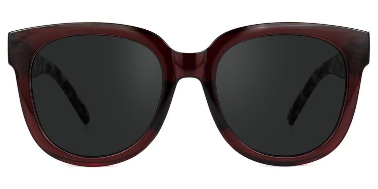 Harrell Dark-Red Square Sunglasses