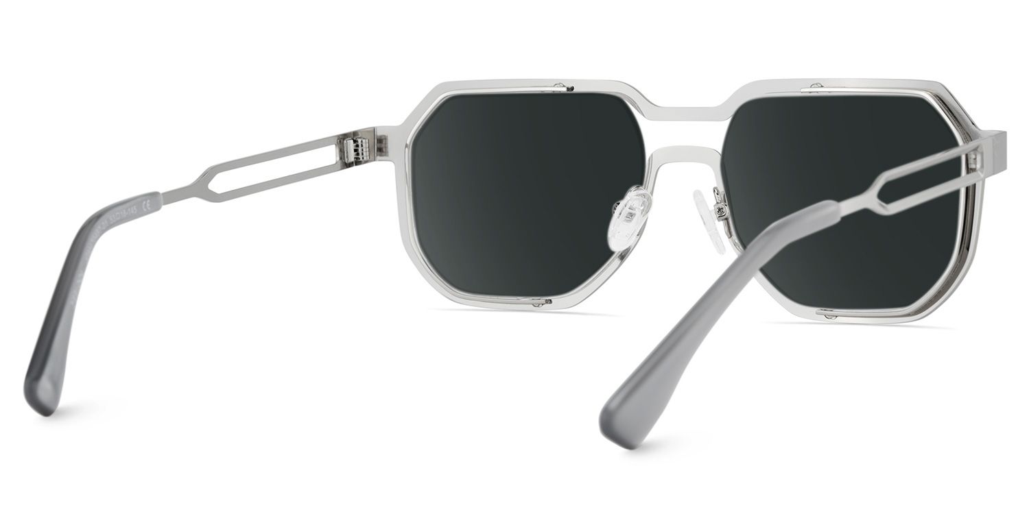 Hype Metal Silver Geometric Frame Sunglasses | ZEELOOL5