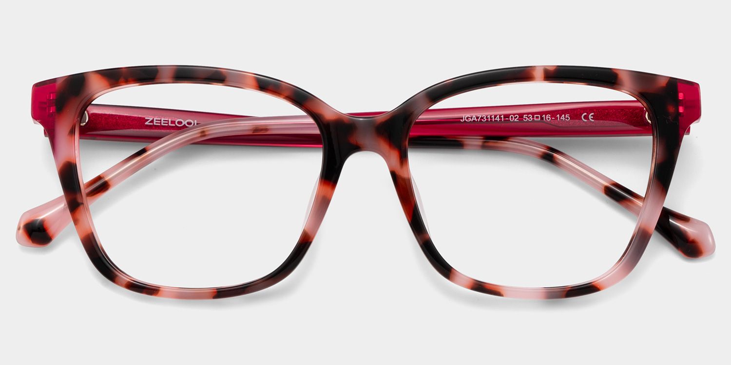 Lena Square Pink Tortoise Frame Eyeglasses for Woman| ZEELOOL2