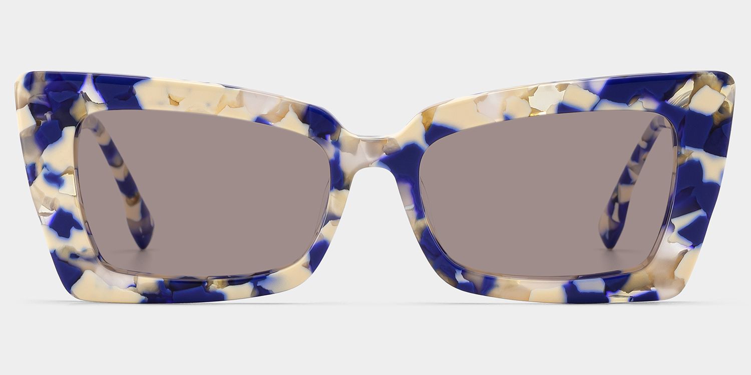 Newell Rectangle Style Blue-Floral Frame Sunglasses | ZEELOOL0