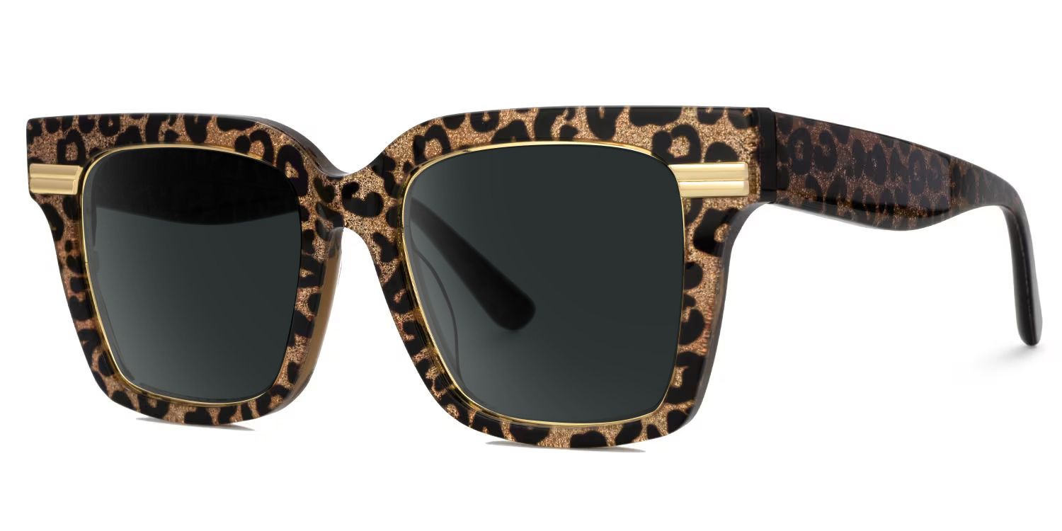 Taylor Mixed Gold Leopard Square Frame Sunglasses | ZEELOOL1