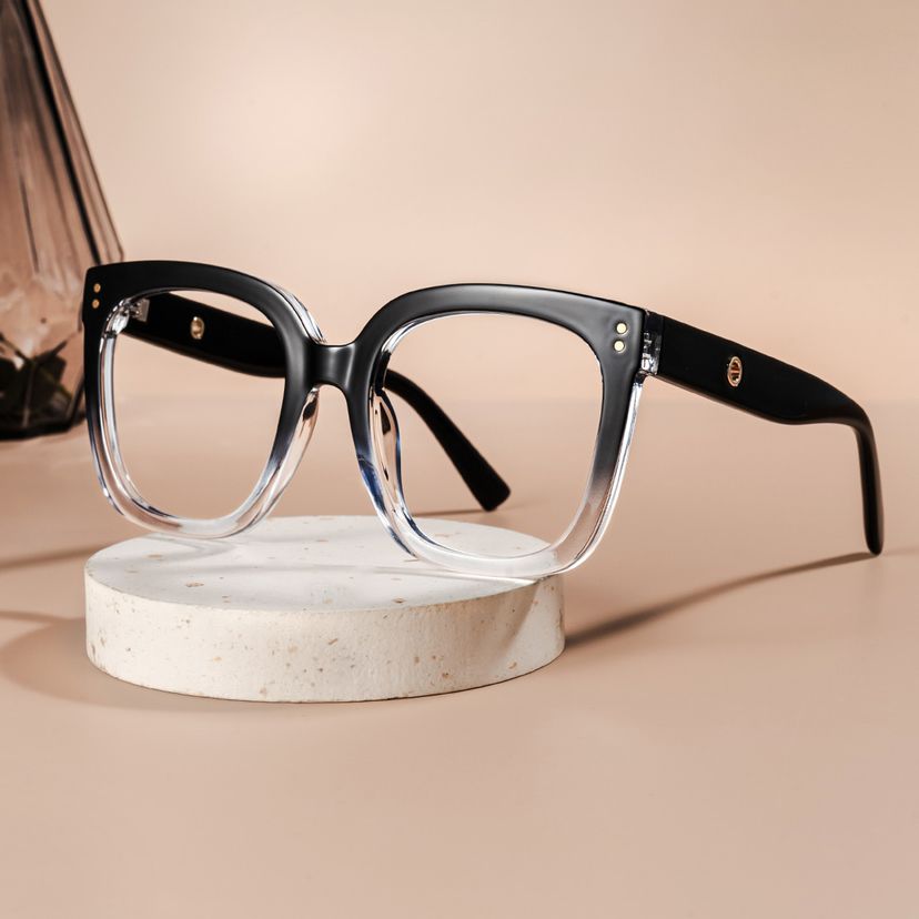 Ebony Black Clear Square Glasses