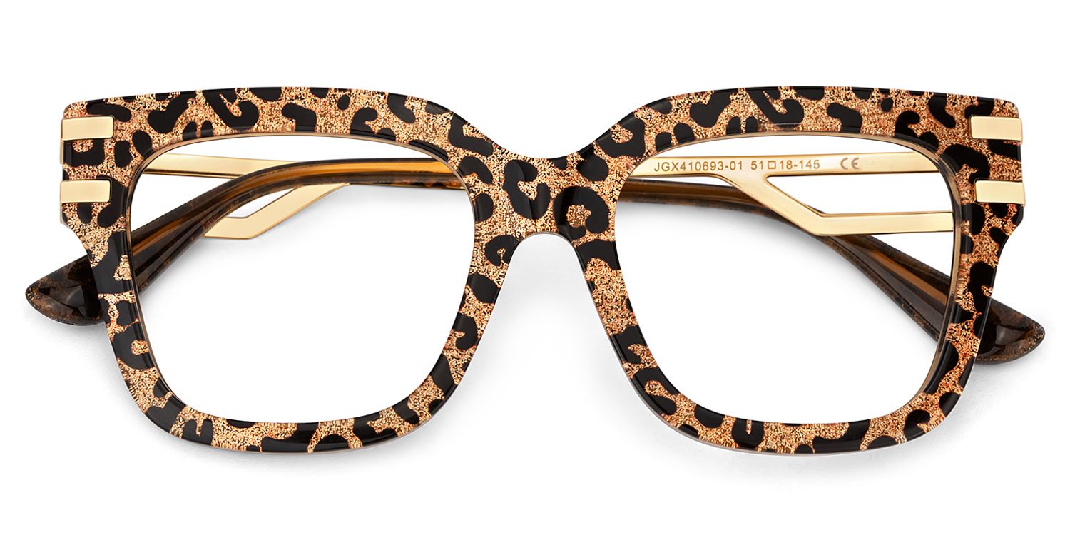 Square Cat-Eye Glasses With Brown Leopard Pattern3