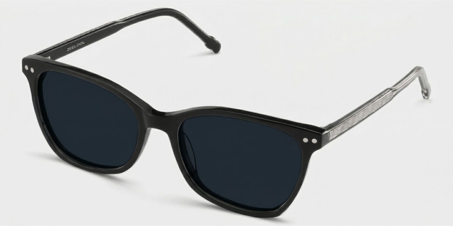 Marigold Black Rectangle Polarized Sunglasses for Driving | ZEELOOL2