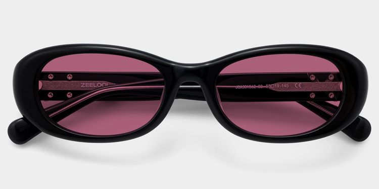 Catherine Black Oval Sunglasses