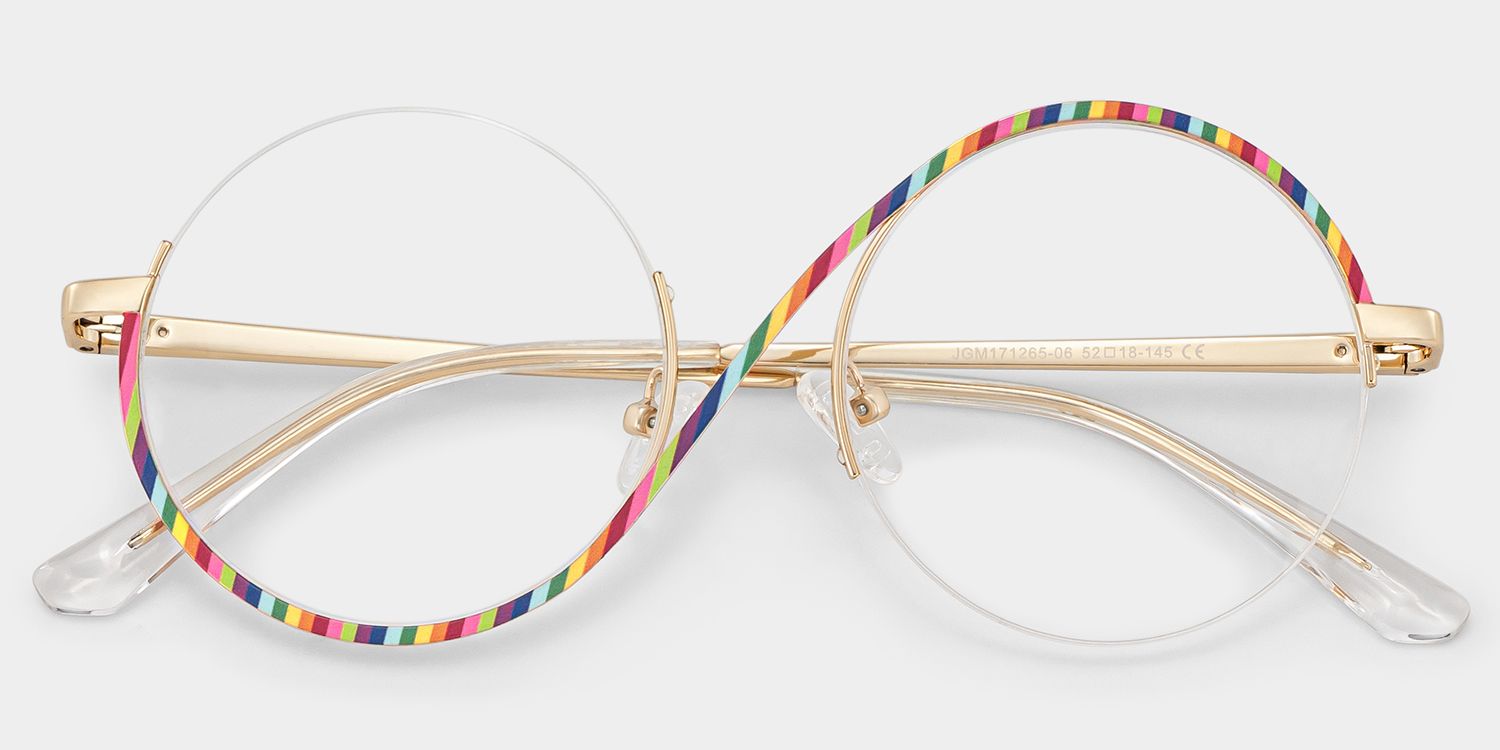 Flozif Round Rainbow Glasses in Semi-Rim  | Zeelool1